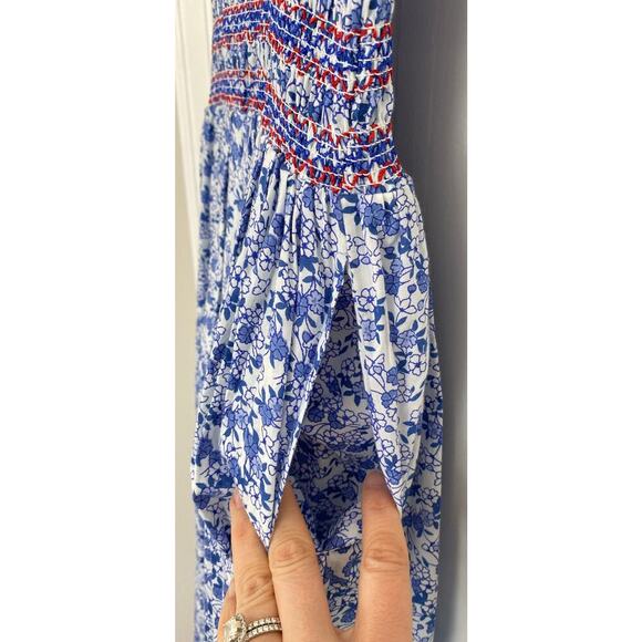 MILLE Garden Cotton Midi Smocked Sundress Condesa Floral Blue Tuckernuck NEW - Picture 11 of 14